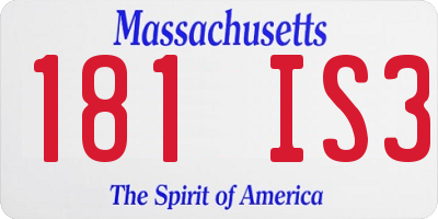 MA license plate 181IS3