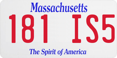 MA license plate 181IS5