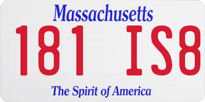 MA license plate 181IS8