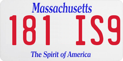 MA license plate 181IS9