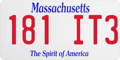 MA license plate 181IT3