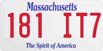 MA license plate 181IT7