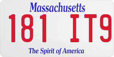 MA license plate 181IT9