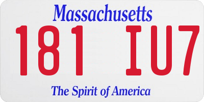 MA license plate 181IU7