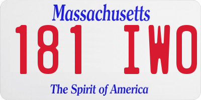 MA license plate 181IW0