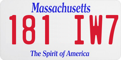 MA license plate 181IW7