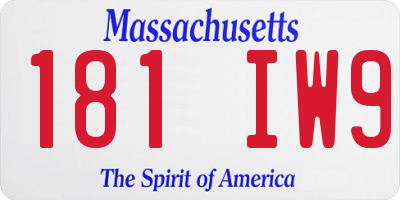 MA license plate 181IW9