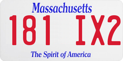 MA license plate 181IX2