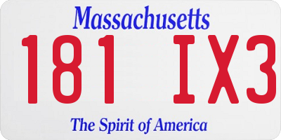 MA license plate 181IX3