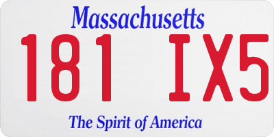 MA license plate 181IX5