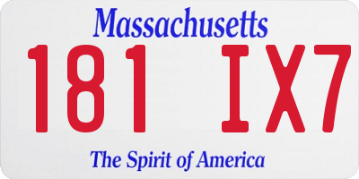 MA license plate 181IX7