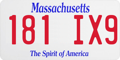 MA license plate 181IX9