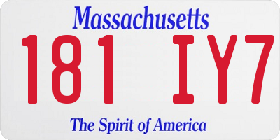 MA license plate 181IY7