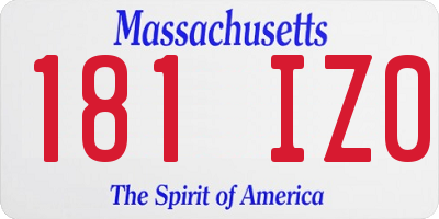 MA license plate 181IZ0