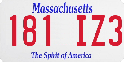 MA license plate 181IZ3