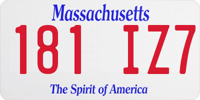MA license plate 181IZ7