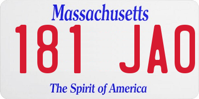 MA license plate 181JA0