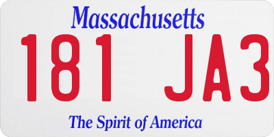 MA license plate 181JA3