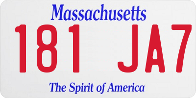 MA license plate 181JA7