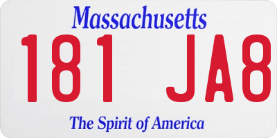 MA license plate 181JA8
