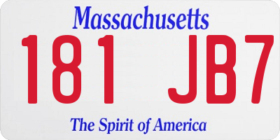 MA license plate 181JB7
