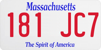 MA license plate 181JC7