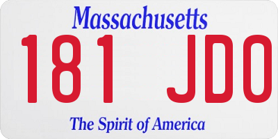 MA license plate 181JD0