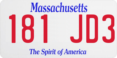 MA license plate 181JD3