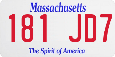 MA license plate 181JD7