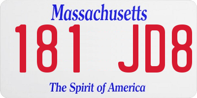 MA license plate 181JD8