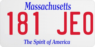 MA license plate 181JE0