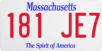 MA license plate 181JE7