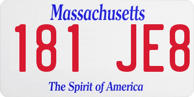 MA license plate 181JE8