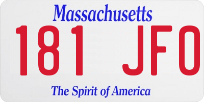 MA license plate 181JF0