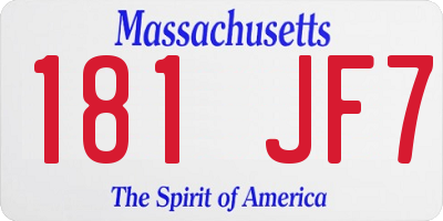 MA license plate 181JF7
