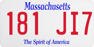 MA license plate 181JI7