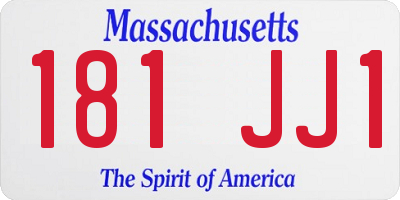 MA license plate 181JJ1