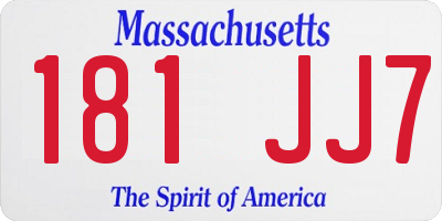 MA license plate 181JJ7