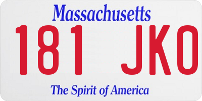 MA license plate 181JK0