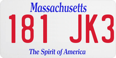 MA license plate 181JK3