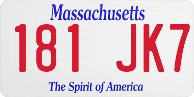 MA license plate 181JK7