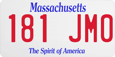 MA license plate 181JM0
