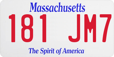 MA license plate 181JM7