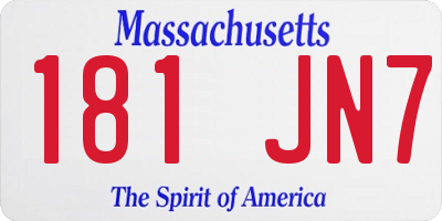 MA license plate 181JN7