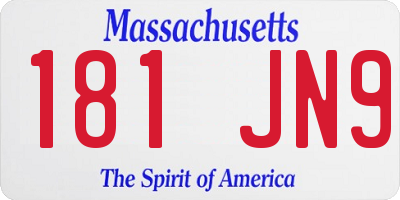 MA license plate 181JN9