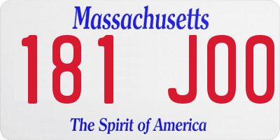 MA license plate 181JO0