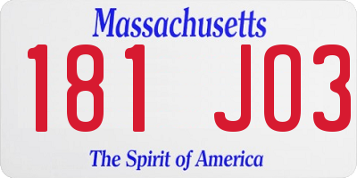 MA license plate 181JO3