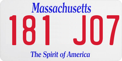 MA license plate 181JO7