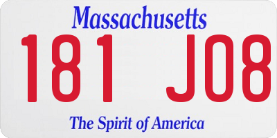 MA license plate 181JO8
