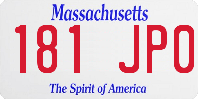 MA license plate 181JP0